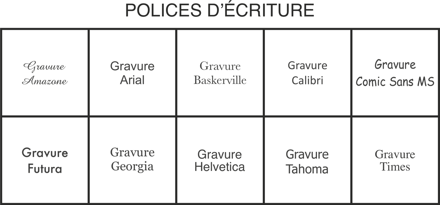 ALU COULEUR GRAVÉ 25x10 CM